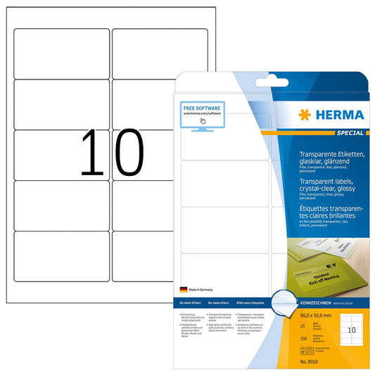 250 HERMA Folienetiketten 8018 transparent