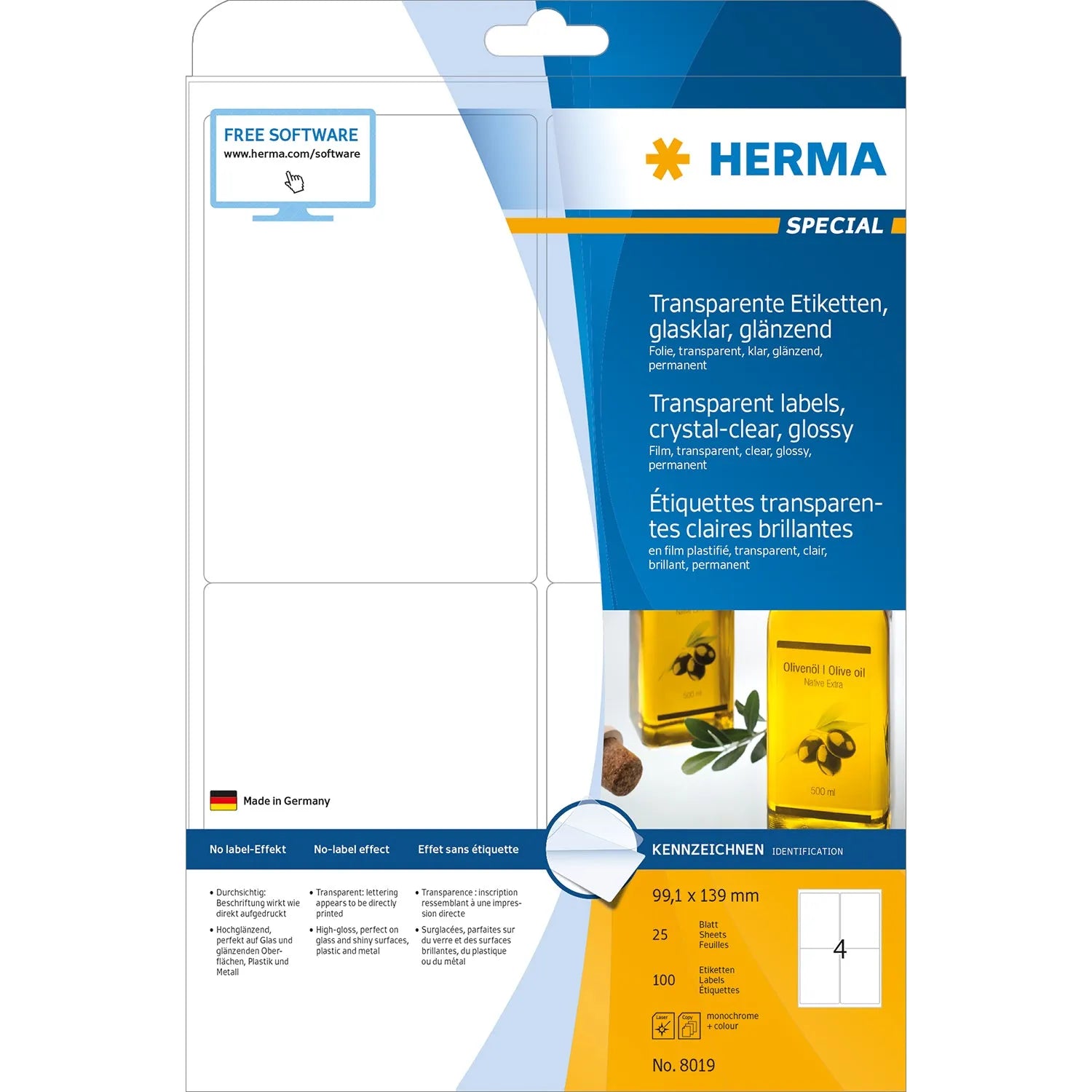 100 HERMA Folienetiketten 8019 transparent