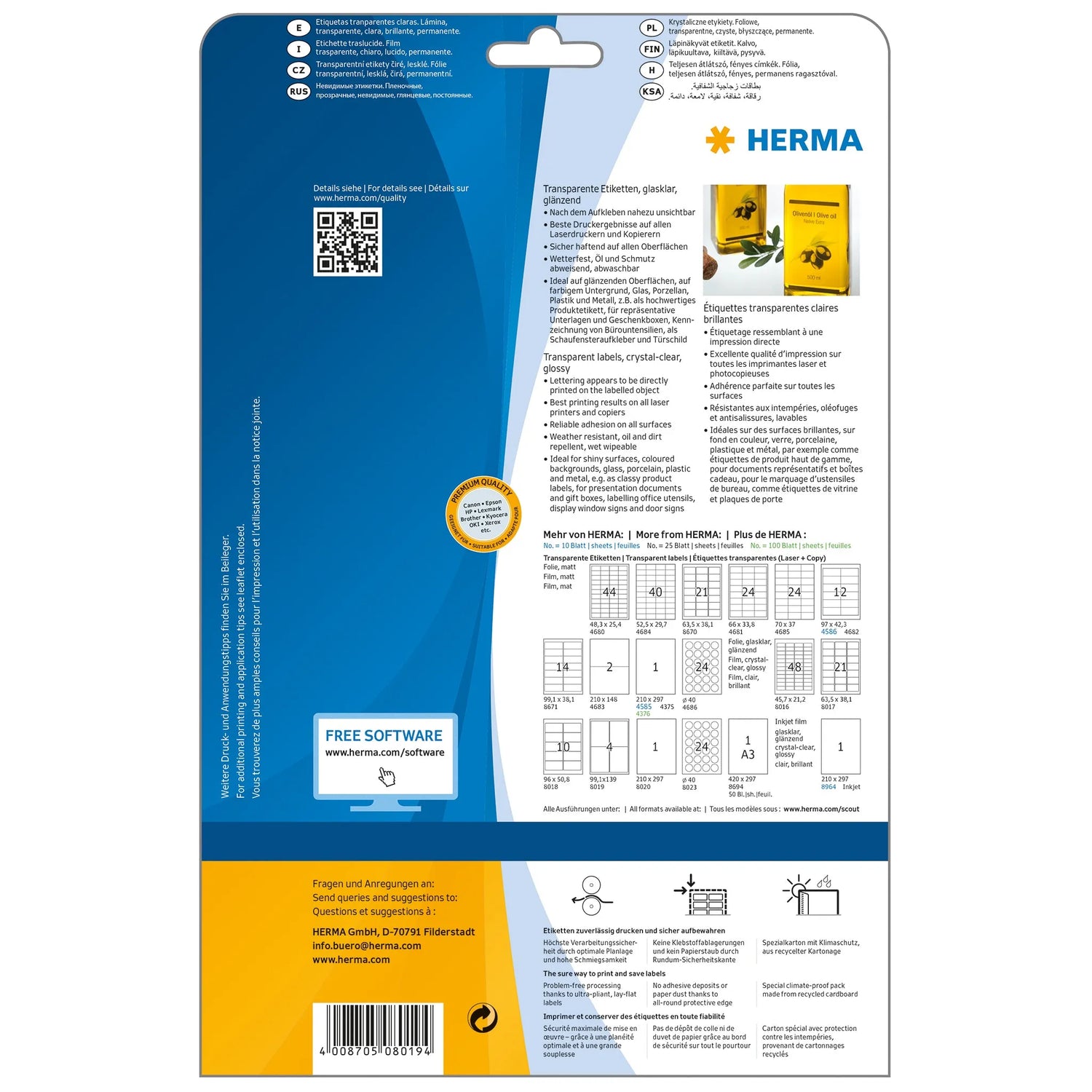100 HERMA Folienetiketten 8019 transparent