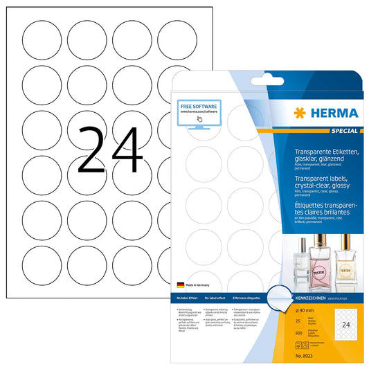 600 HERMA Folienetiketten 8023 transparent