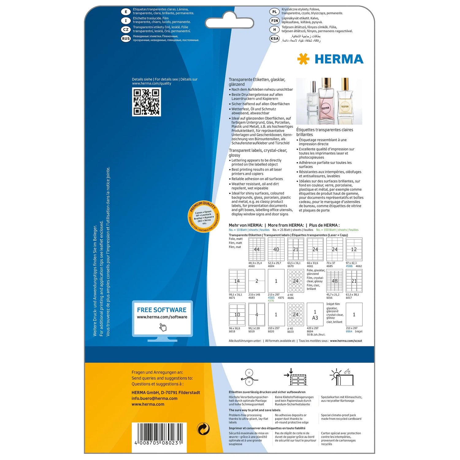 600 HERMA Folienetiketten 8023 transparent