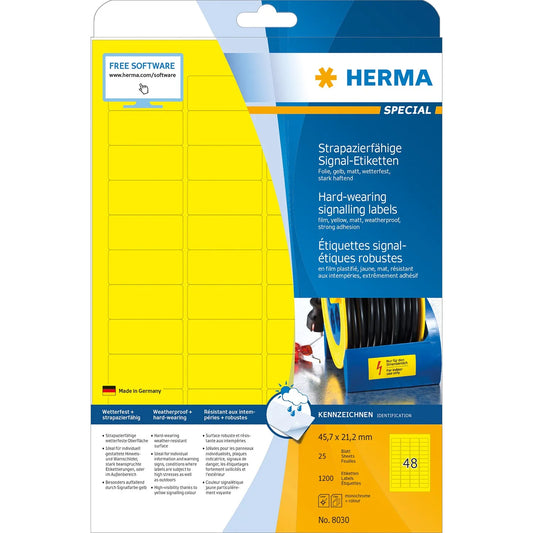 1.200 HERMA wetterfeste Folienetiketten 8030 gelb