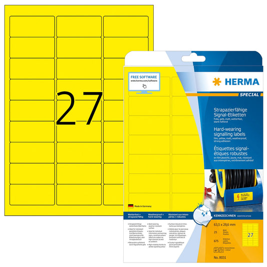 675 HERMA wetterfeste Folienetiketten 8031 gelb