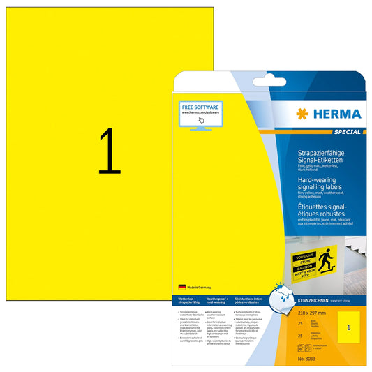 25 HERMA wetterfeste Folienetiketten 8033 gelb