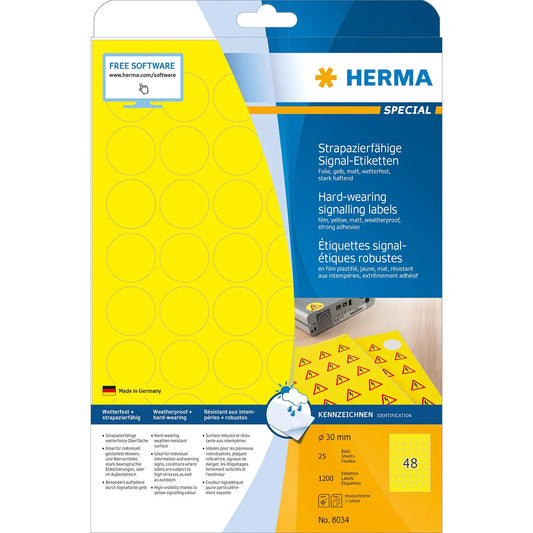 1.200 HERMA wetterfeste Folienetiketten 8034 gelb