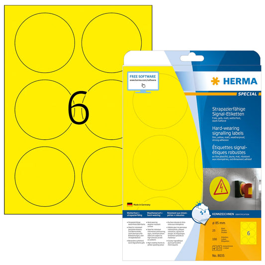 150 HERMA wetterfeste Folienetiketten 8035 gelb