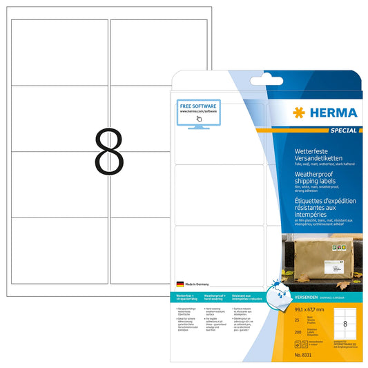 200 HERMA Folien-Versandetiketten 8331 weiß