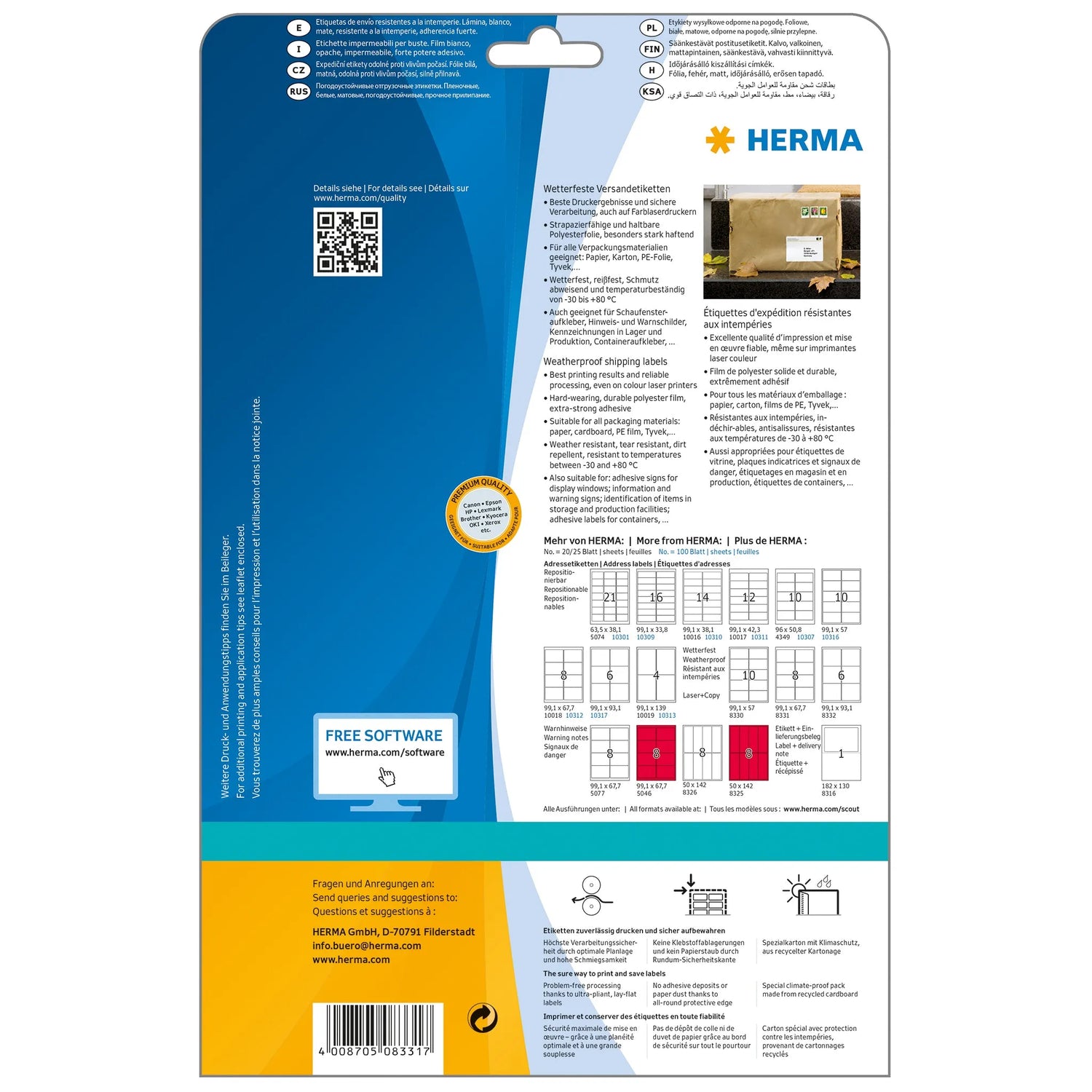 200 HERMA Folien-Versandetiketten 8331 weiß
