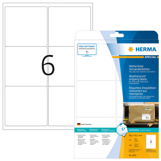 150 HERMA Folien-Versandetiketten 8332 weiß