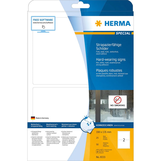 50 HERMA wetterfeste Folienetiketten 8333 weiß