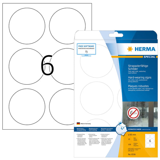 150 HERMA wetterfeste Folienetiketten 8336 weiß