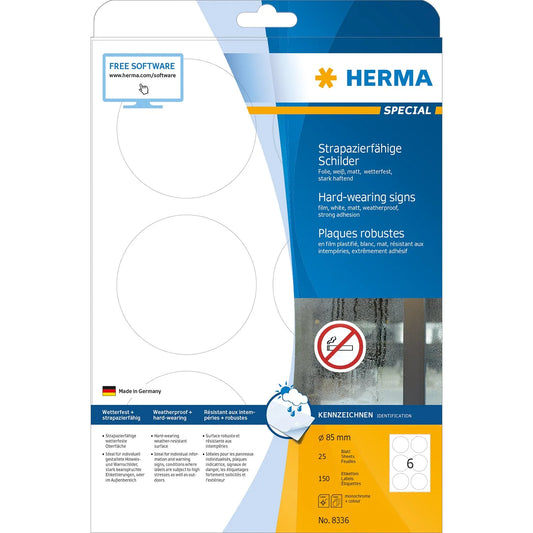 150 HERMA wetterfeste Folienetiketten 8336 weiß