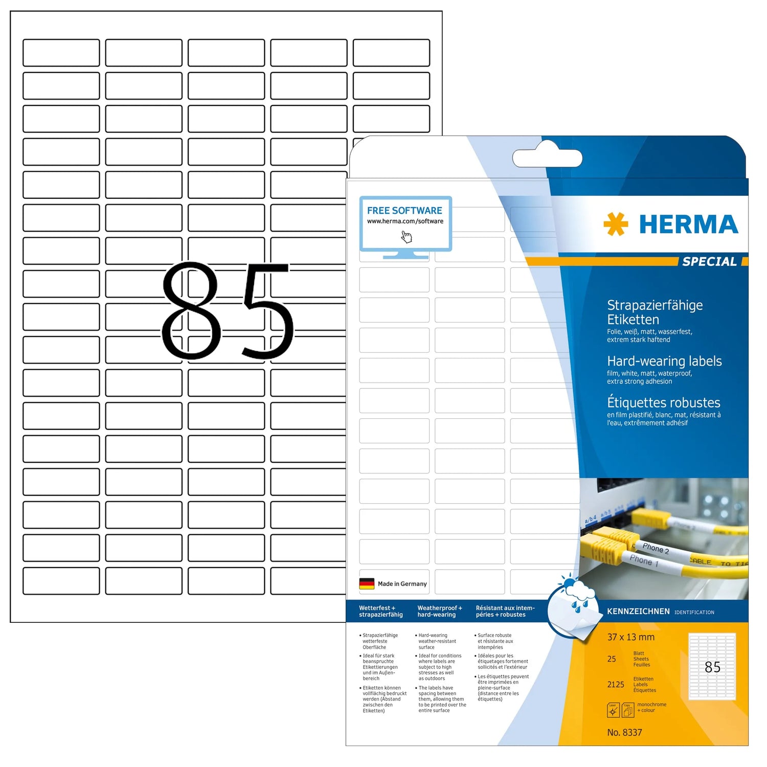 2.125 HERMA wetterfeste Folienetiketten 8337 weiß