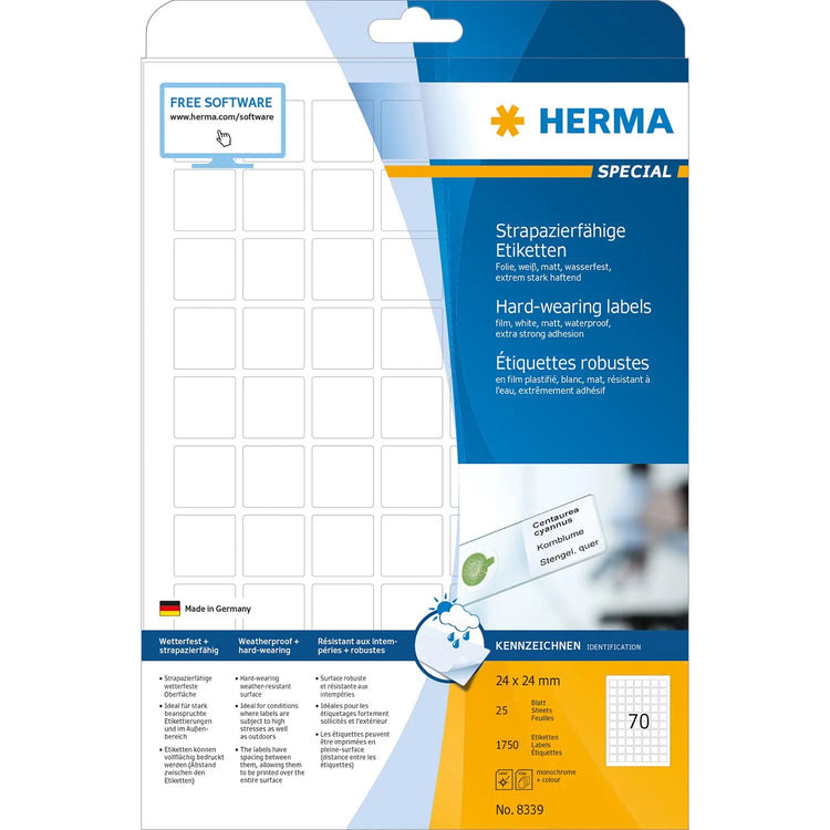 1.750 HERMA wetterfeste Folienetiketten 8339 weiß