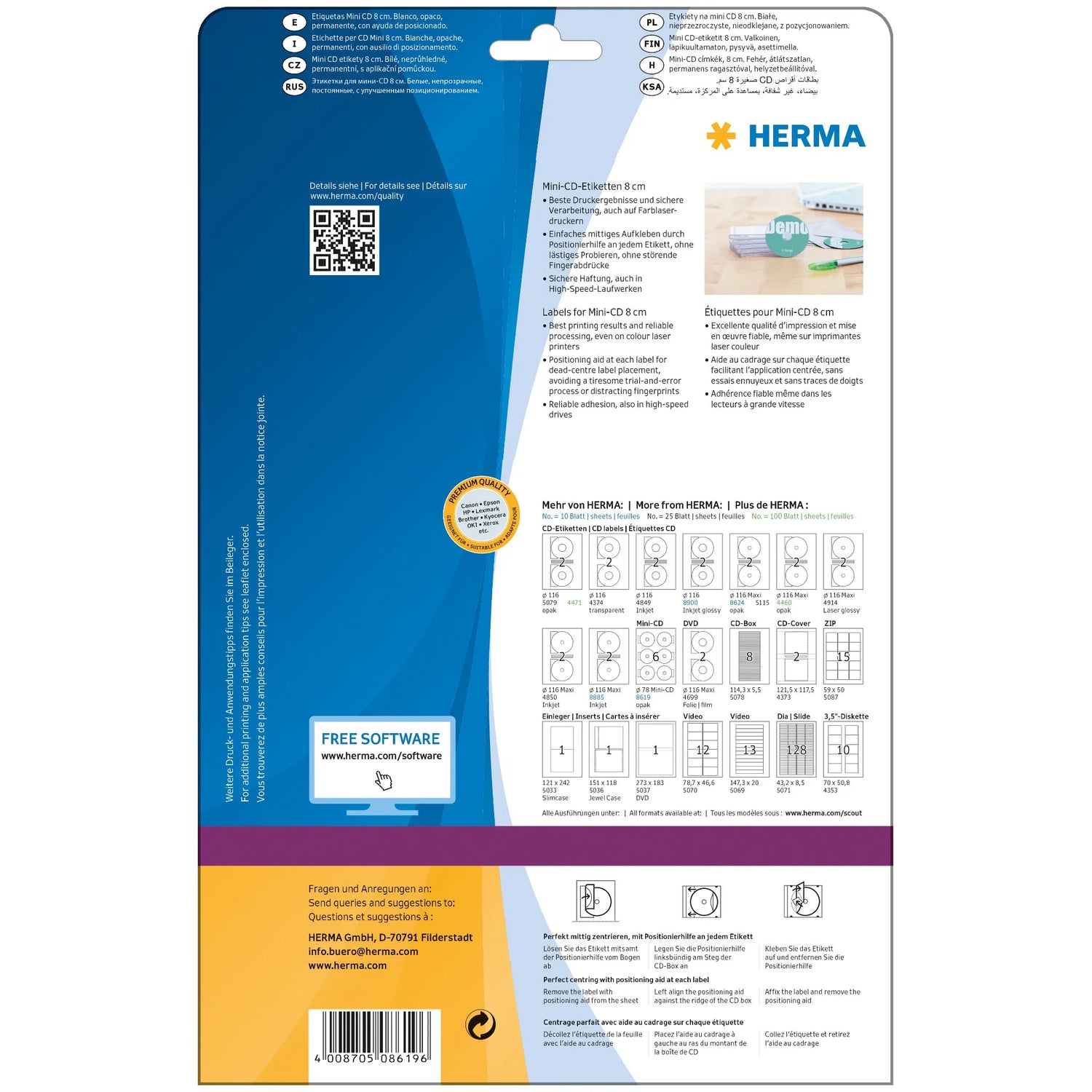 60 HERMA CD-Etiketten 8619 weiß