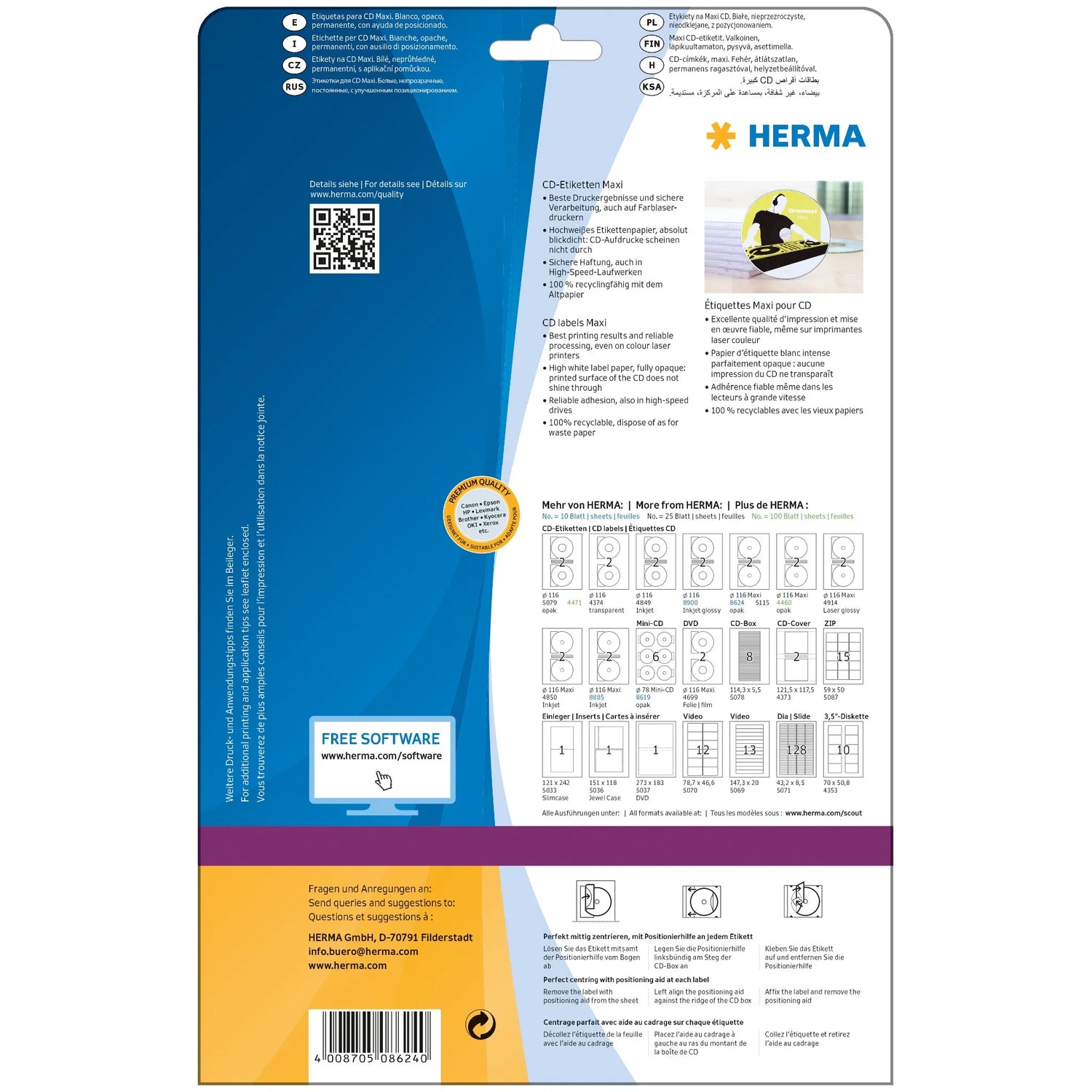 20 HERMA CD-Etiketten 8624 weiß