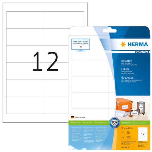 120 HERMA Etiketten 8628 weiß