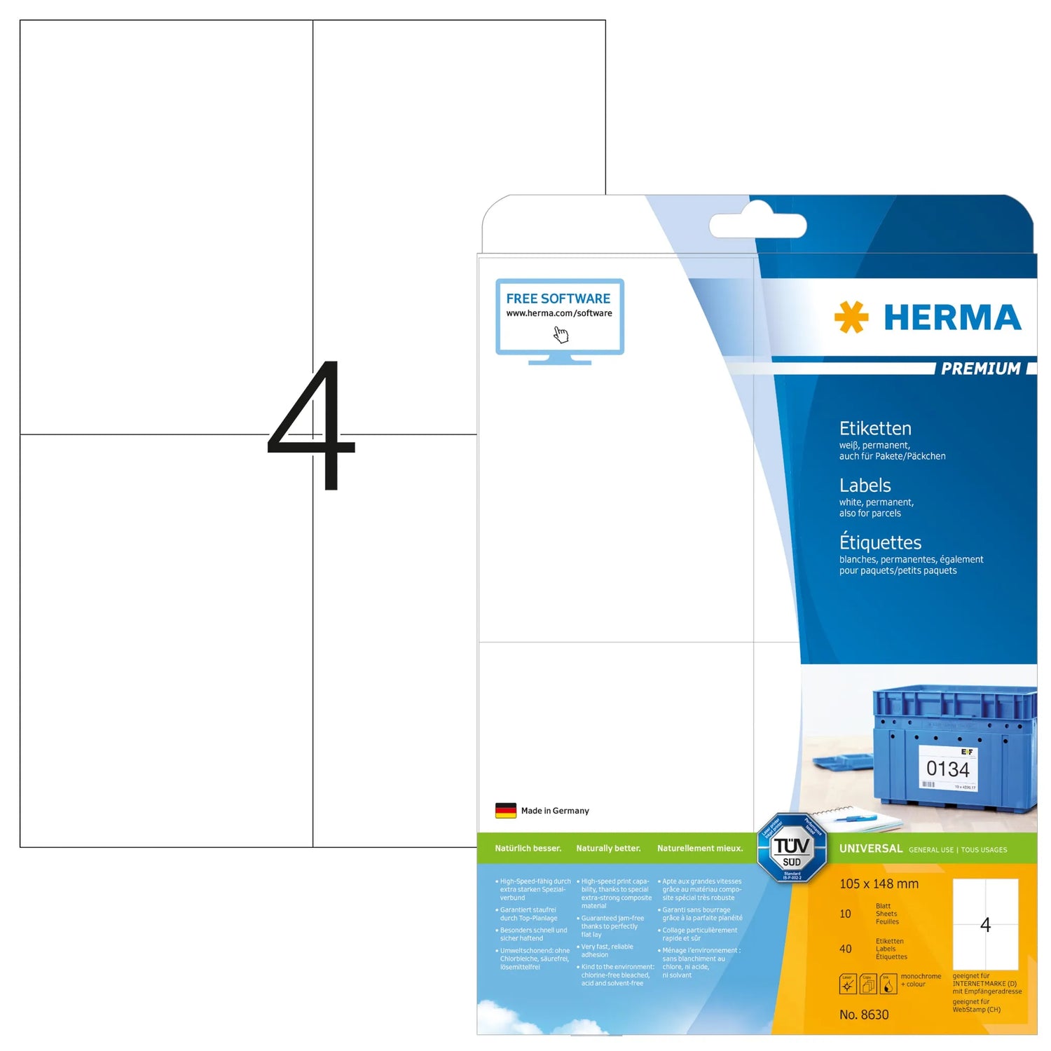 40 HERMA Etiketten 8630 weiß