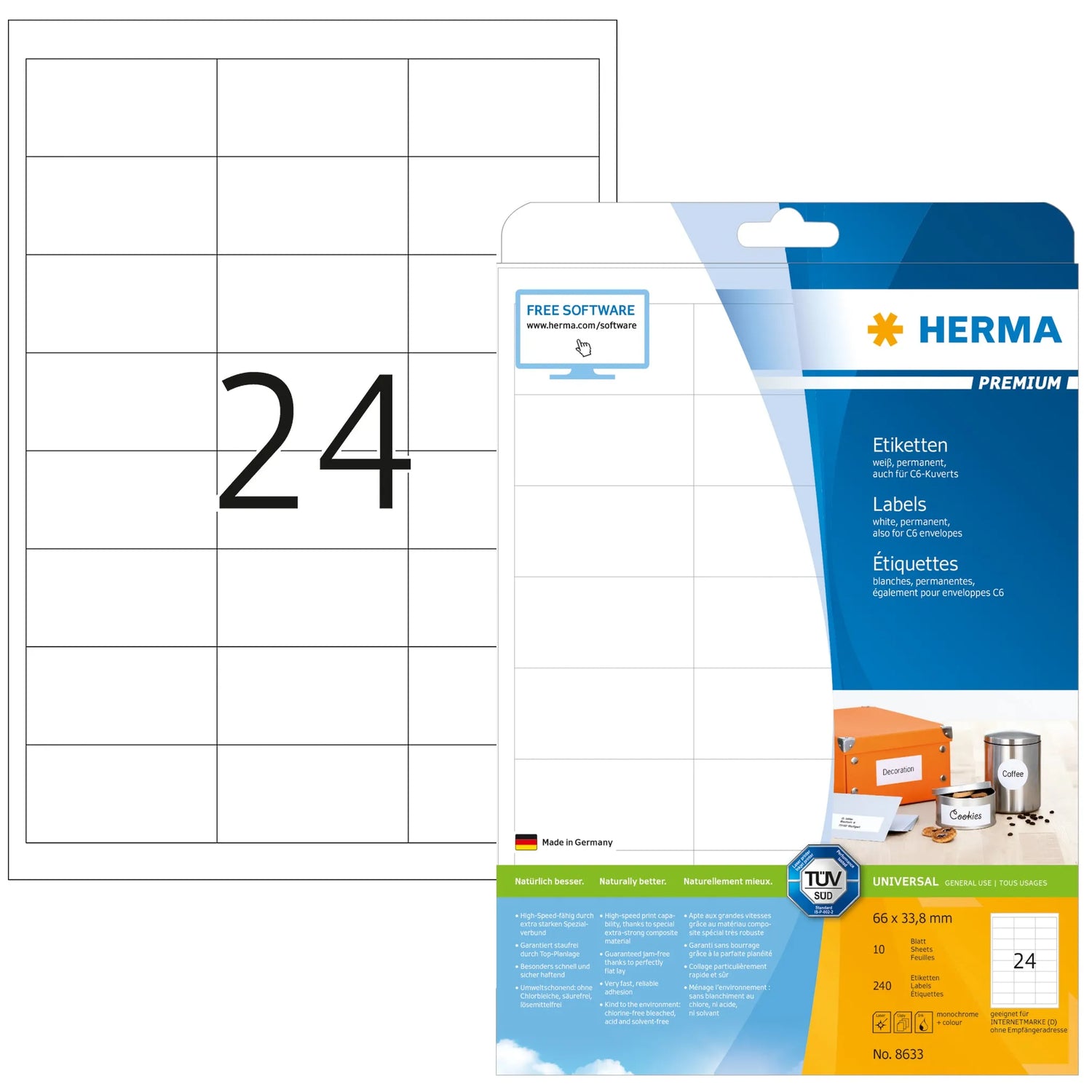 240 HERMA Etiketten 8633 weiß