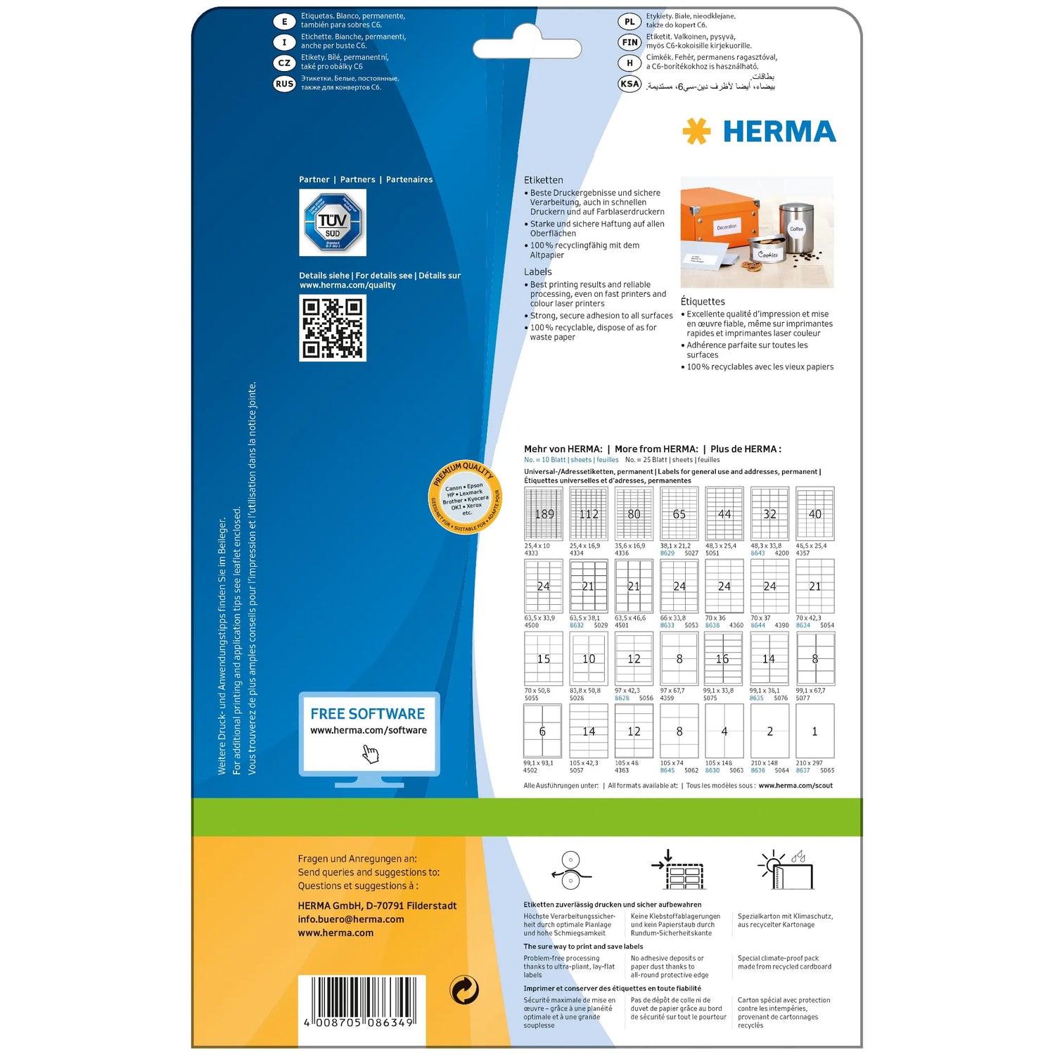 210 HERMA Etiketten 8634 weiß
