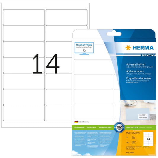 140 HERMA Adressetiketten 8635 weiß