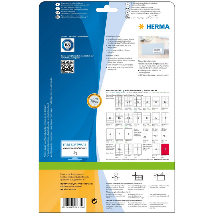 140 HERMA Adressetiketten 8635 weiß