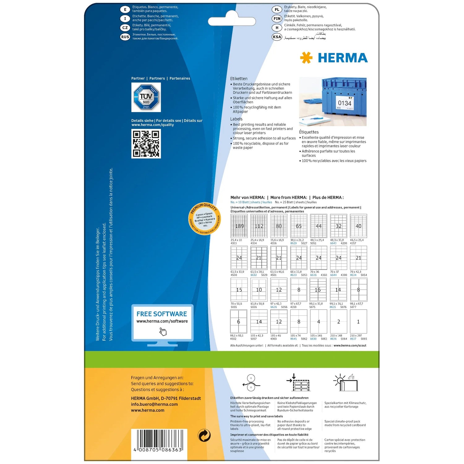 20 HERMA Etiketten 8636 weiß