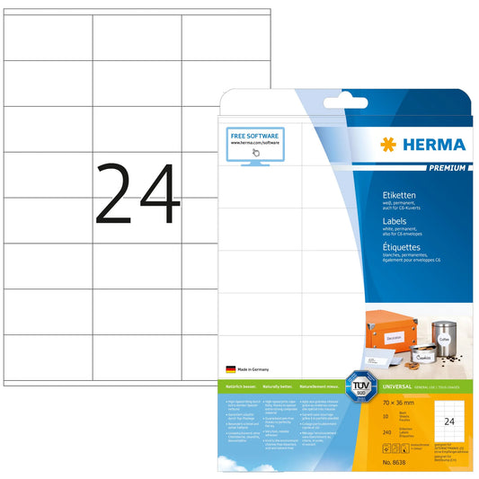 240 HERMA Etiketten 8638 weiß