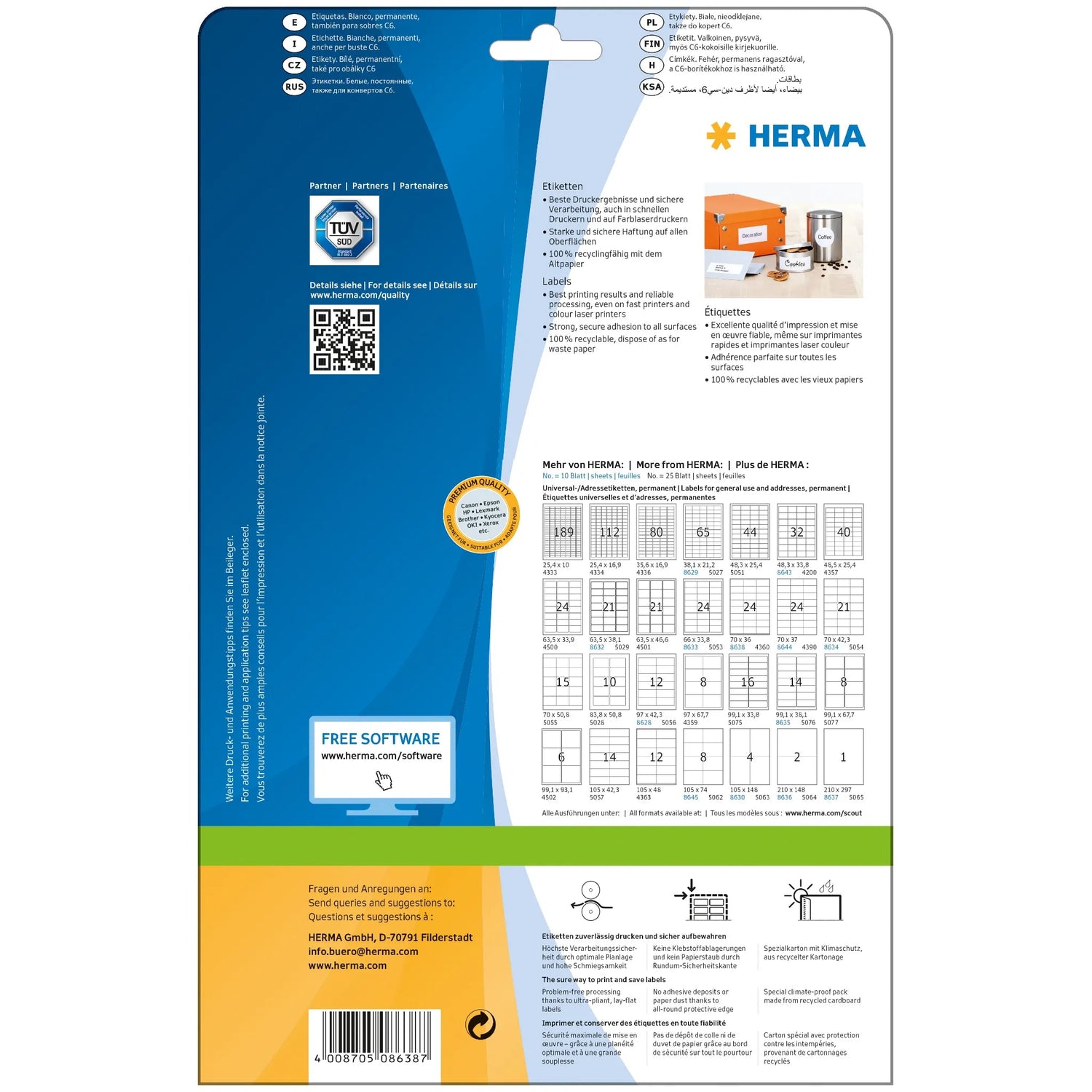 240 HERMA Etiketten 8638 weiß
