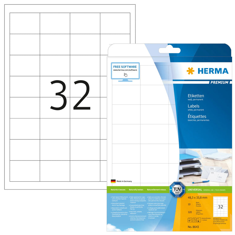 320 HERMA Etiketten 8643 weiß