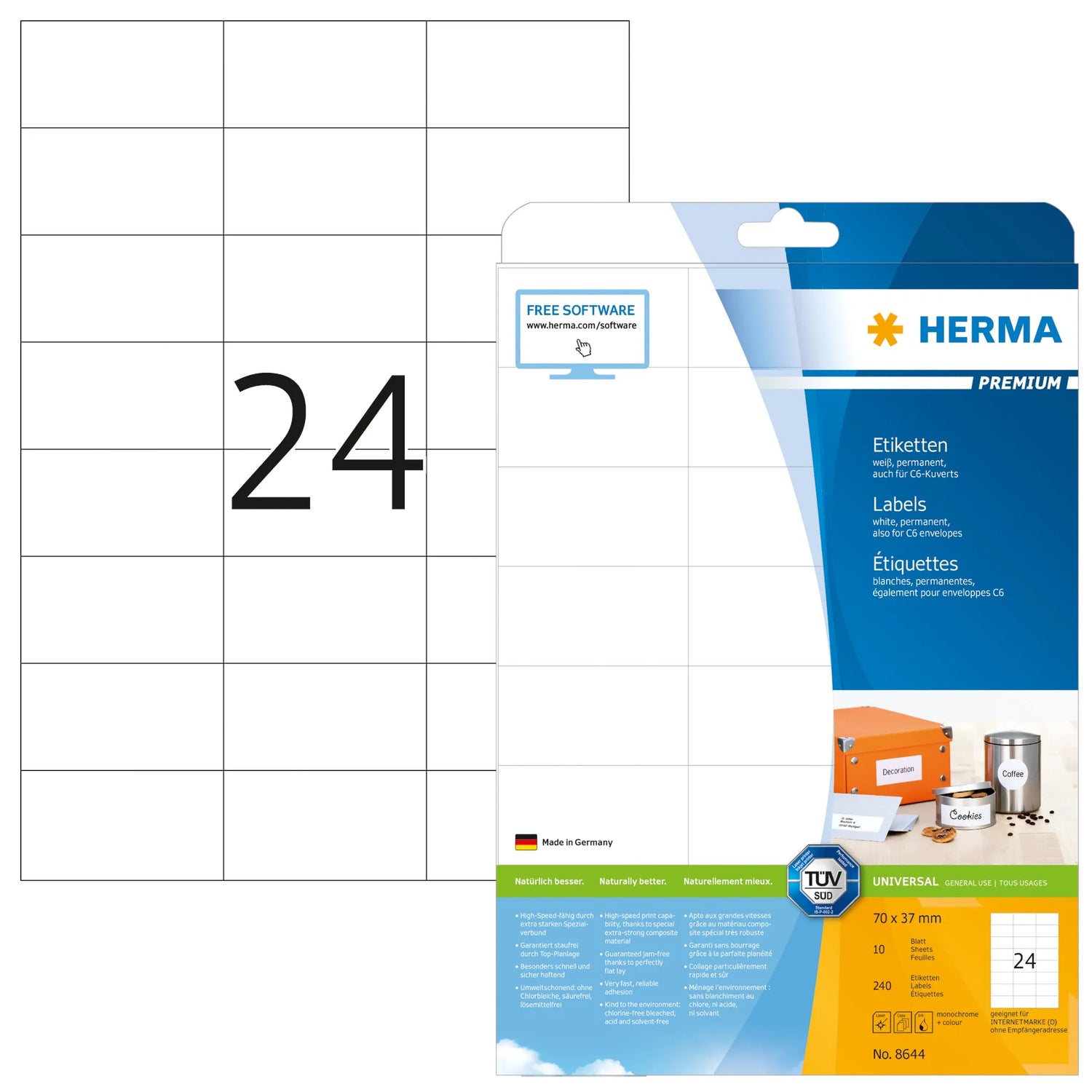 240 HERMA Etiketten 8644 weiß