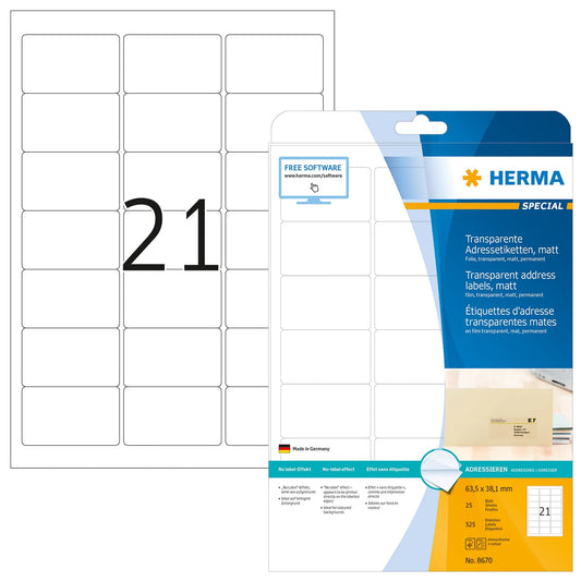 525 HERMA Adressetiketten 8670 transparent