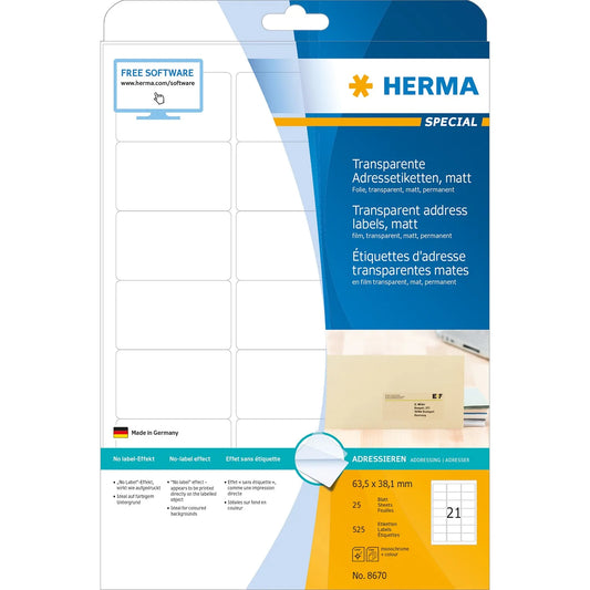 525 HERMA Adressetiketten 8670 transparent
