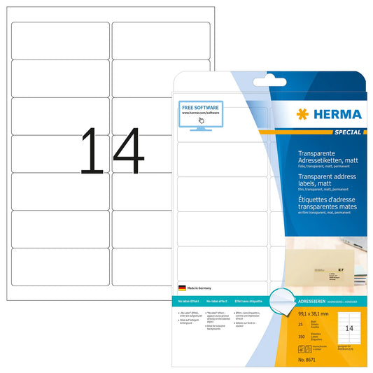 350 HERMA Adressetiketten 8671 transparent