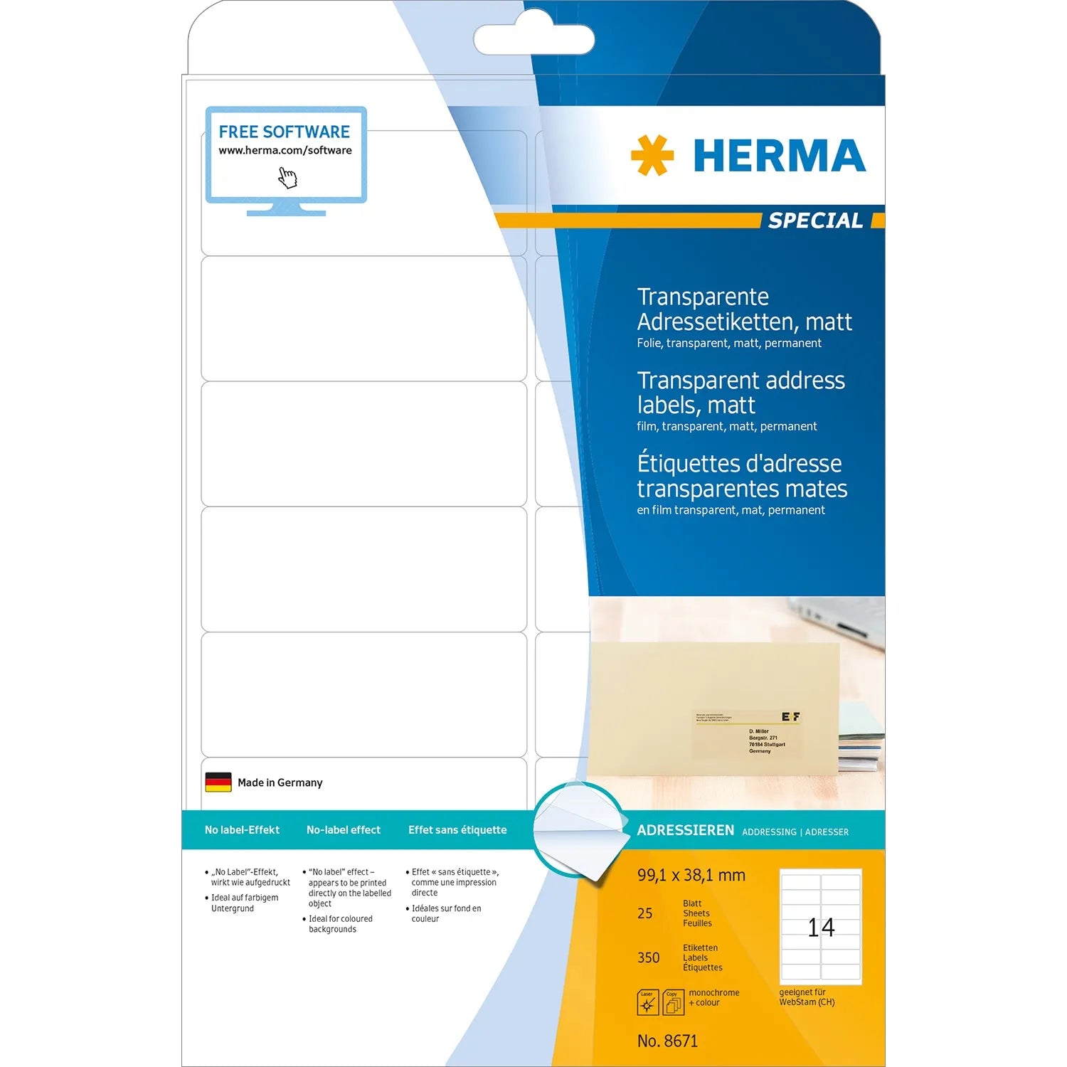 350 HERMA Adressetiketten 8671 transparent