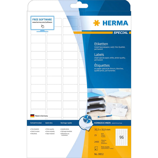 2.400 HERMA Etiketten 8832 weiß