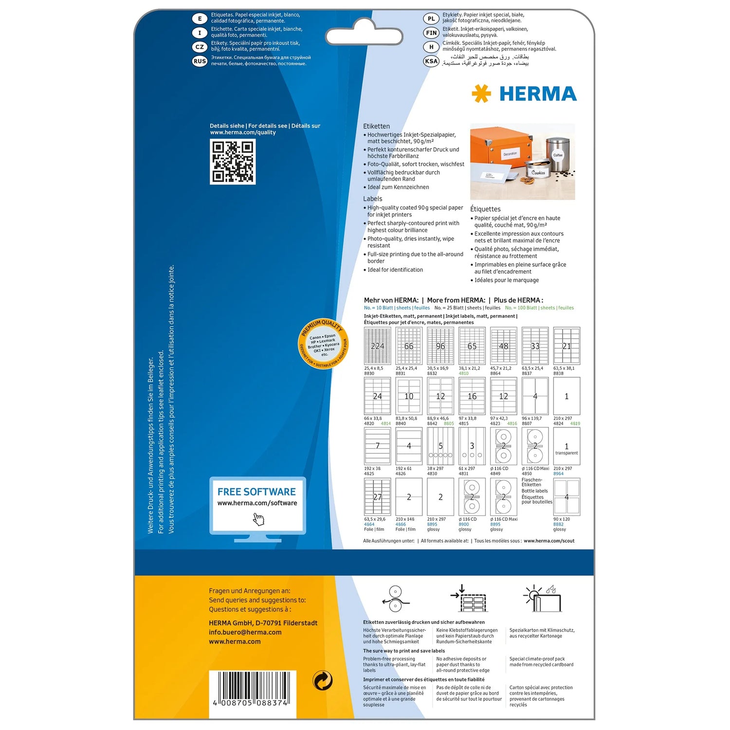 825 HERMA Etiketten 8837 weiß