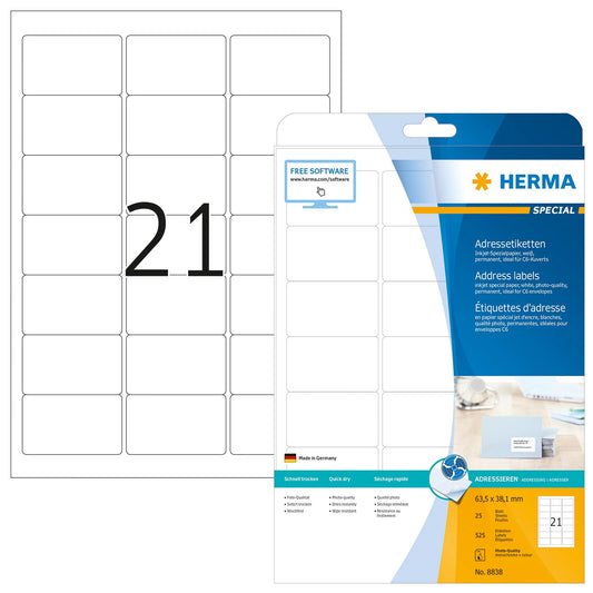 525 HERMA Adressetiketten 8838 weiß