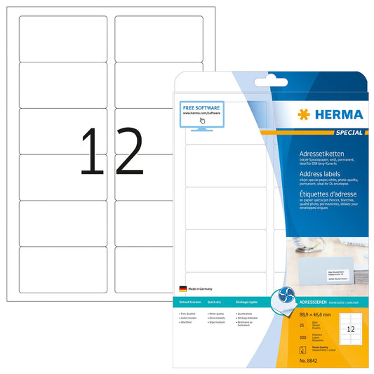 300 HERMA Adressetiketten 8842 weiß