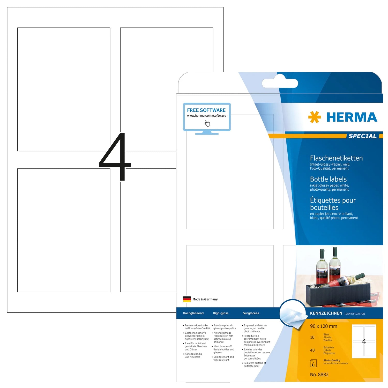 40 HERMA Flaschenetiketten 8882 weiß