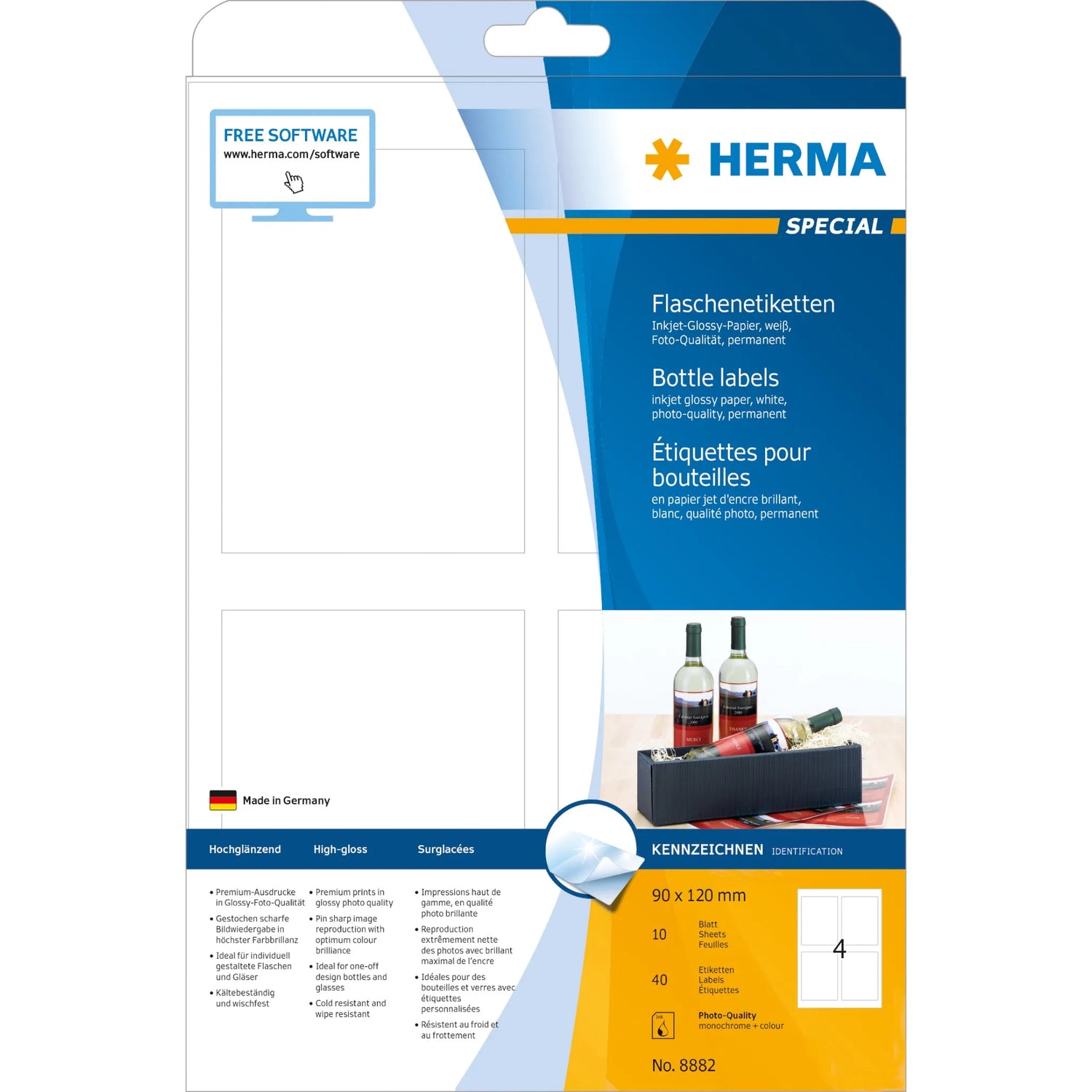 40 HERMA Flaschenetiketten 8882 weiß