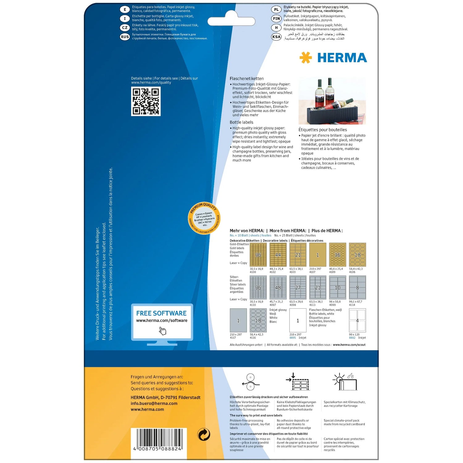 40 HERMA Flaschenetiketten 8882 weiß