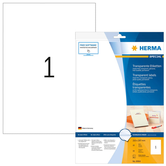 10 HERMA Folienetiketten 8964 transparent