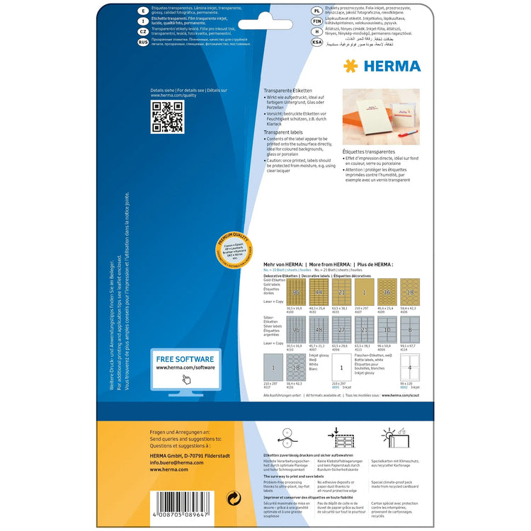 10 HERMA Folienetiketten 8964 transparent