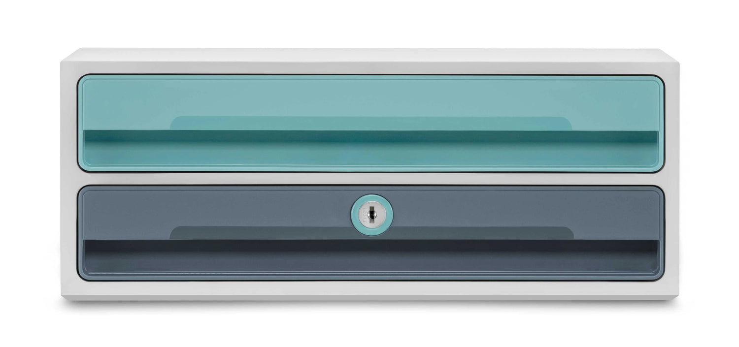 cep Schubladenbox MoovUp mit Schloss mint, grau 1091112961, DIN A4 quer mit 2 Schubladen