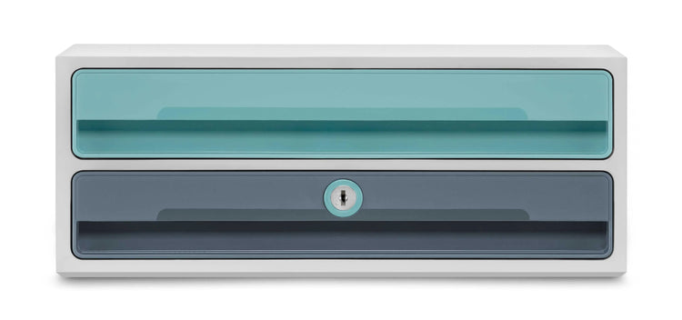 cep Schubladenbox MoovUp mit Schloss mint, grau 1091112961, DIN A4 quer mit 2 Schubladen