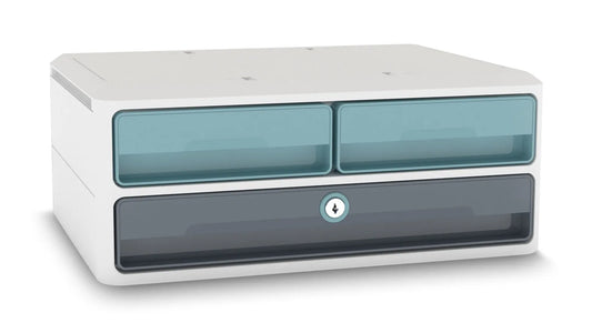 cep Schubladenbox MoovUp mit Schloss mint, grau 1091212961, DIN A4 quer, DIN A5 quer mit 3 Schubladen