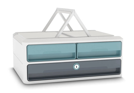 cep Schubladenbox MoovUp mit Schloss mint, grau 1091212961, DIN A4 quer, DIN A5 quer mit 3 Schubladen