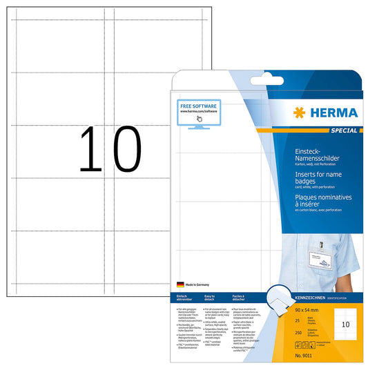 250 HERMA Einsteckschilder für Namensschilder SPECIAL 9,0 x 5,4 cm