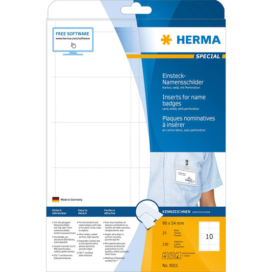 250 HERMA Einsteckschilder für Namensschilder SPECIAL 9,0 x 5,4 cm